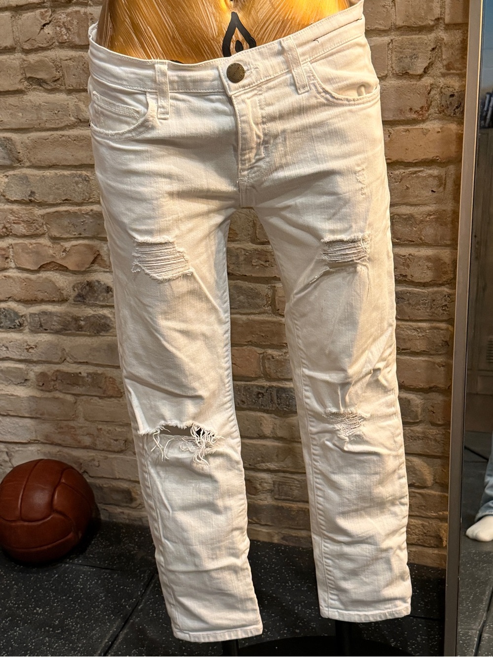 Women's current Elliot Distressed White Jeans 25